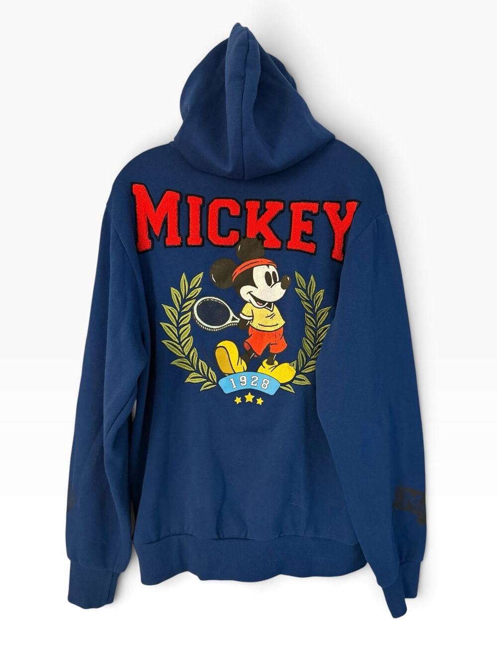 Disney Mickey Mouse Tennis Club 1928 Blue Embroidered Hoodie Womens XL